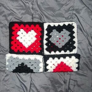 Large Crochet Heart Square Beanie